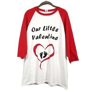 Valentine Shirt Maternity PregnancyCustom Announcement Baby Heart Red White Lar 
